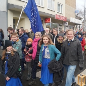 Der Aachener VCP bei der Prozession zum Aachener Dom